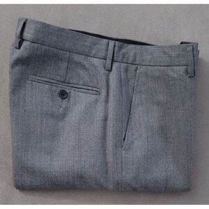 J. Crew Men's  Grey 100% Wool Slim Bedford Medium‎ Weight Flat Front Dress Pants